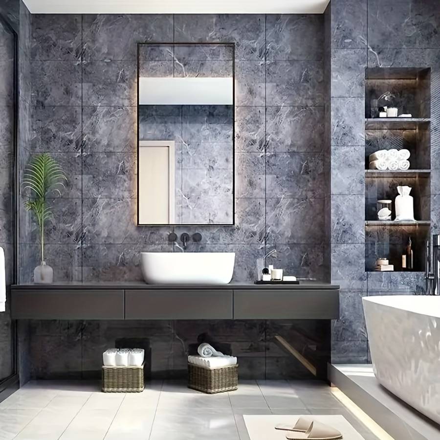 32PCS Industrial Textured Elegant Faux Marble Pattern With Golden Foil Bedroom