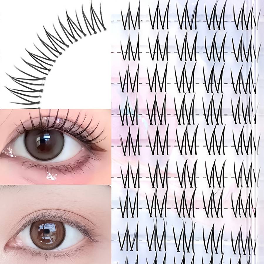 30 Clusters Natural C Curl Cluster Lashes Style Glue Free Self Adhesive 6 Rows