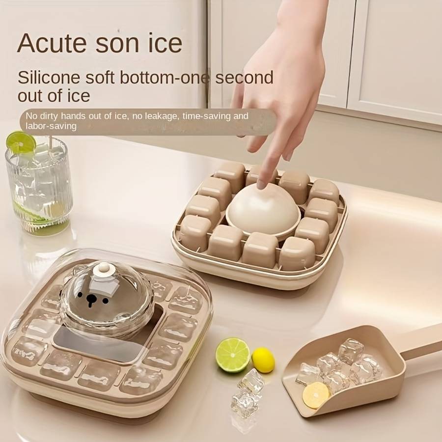 Ice Molds Color Tender Green Style2In1 Bear Ice Tray Press Bottom 12 Compartments  1 Ball