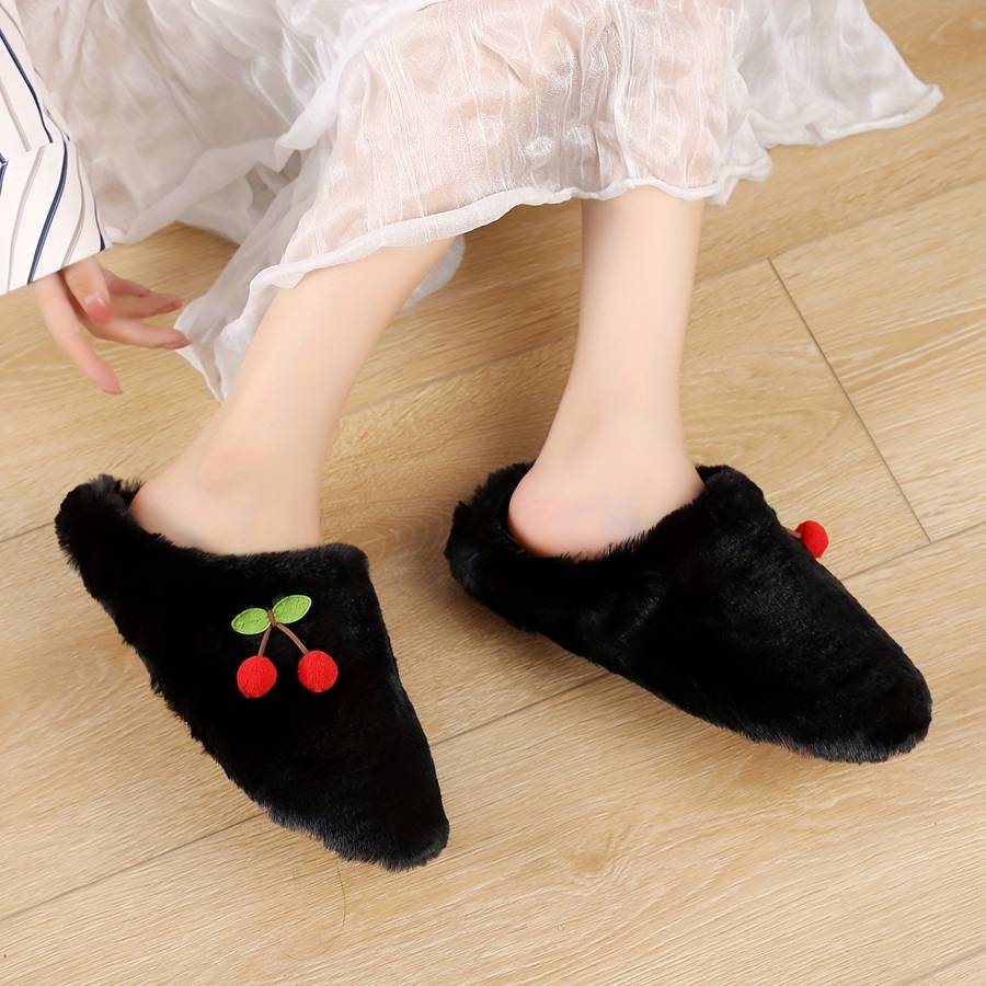 Cotton Slippers Color Soft Bottom Cotton  Blackcherry Sizeuk 4.5-5