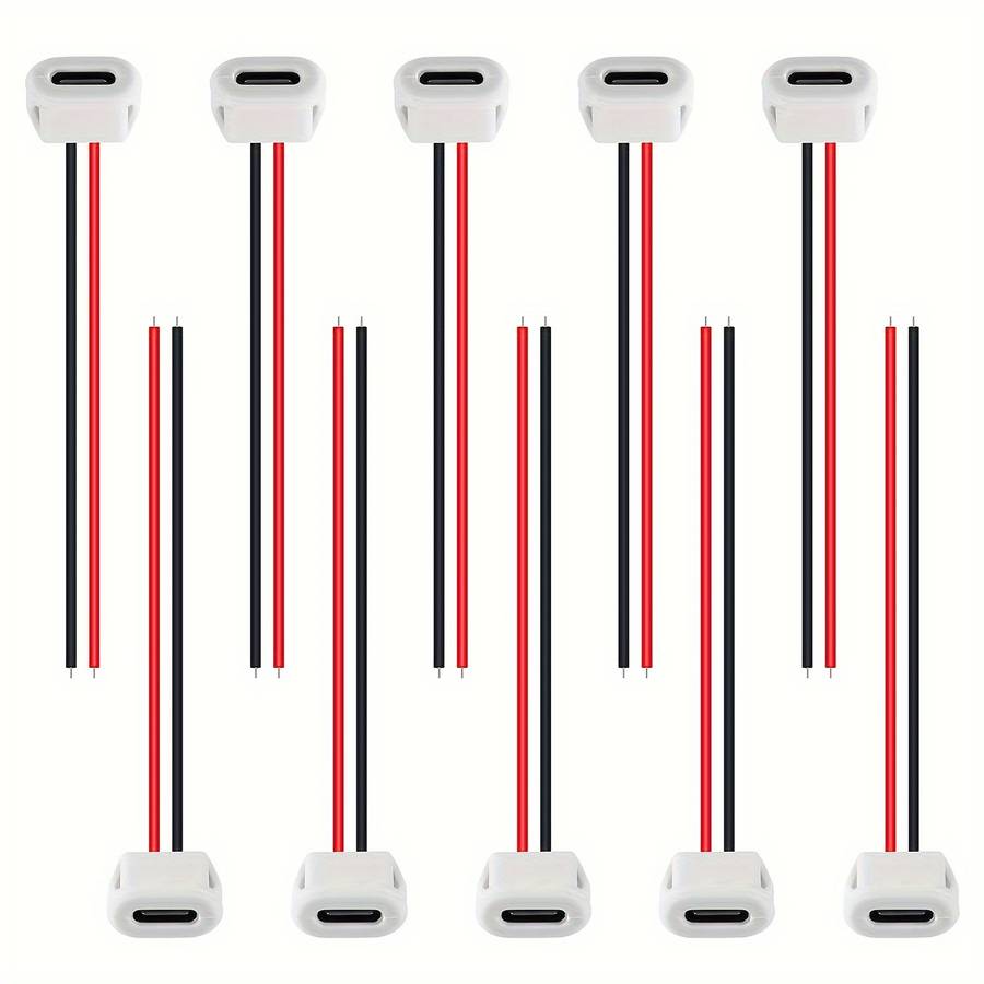 10pcs Type C Female 2P Solderable Usb C Pigtail Extension Cable