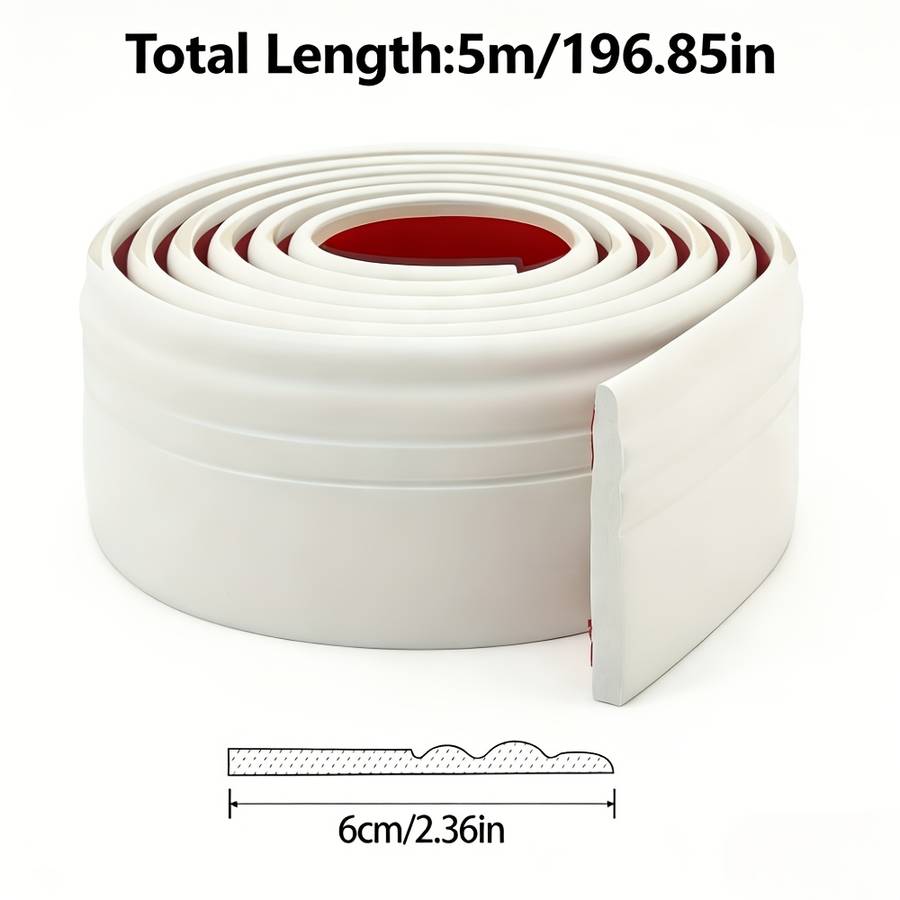 Skirting Board 118.11 Inches * 2.36 Inches 5 Meters * 6 Centimeters Style Elegant White