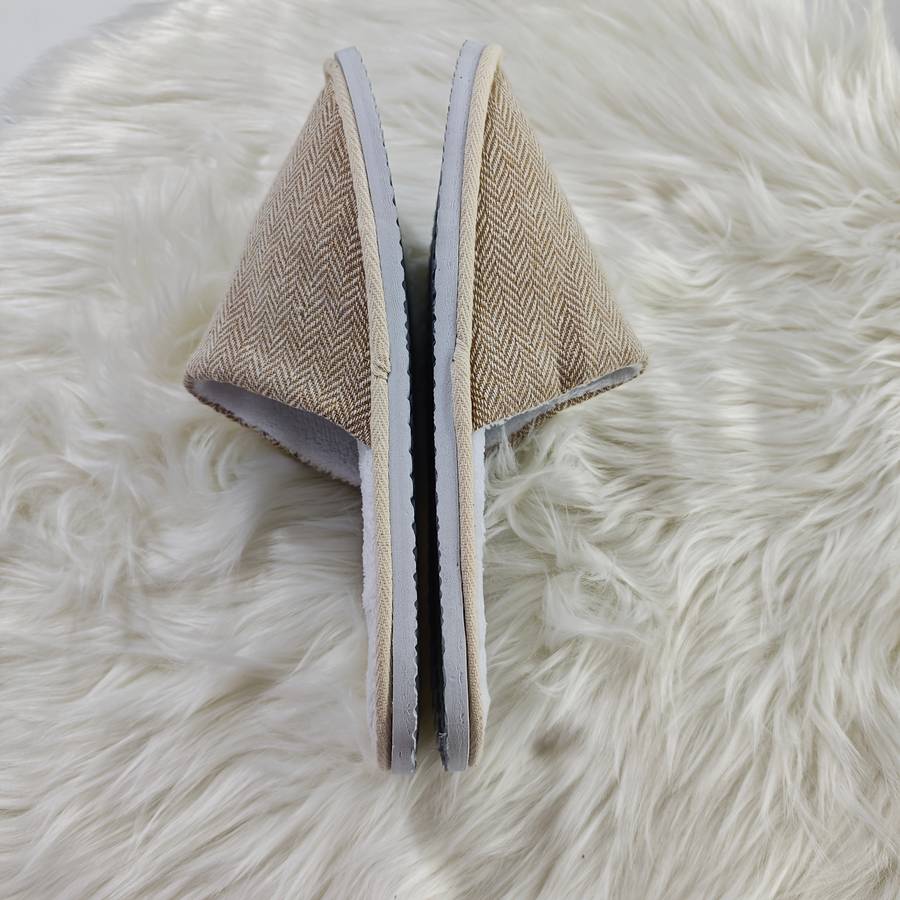Cotton Slippers Color Brown Upper  White Sole  1 Pair Sizeuk 7