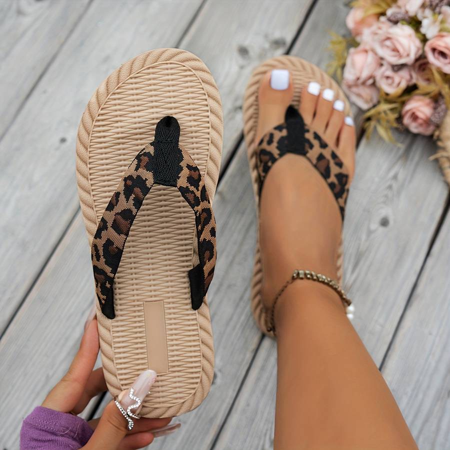 Ladies Summer Flip Flops Light Brown-1 Uk 4.5-5