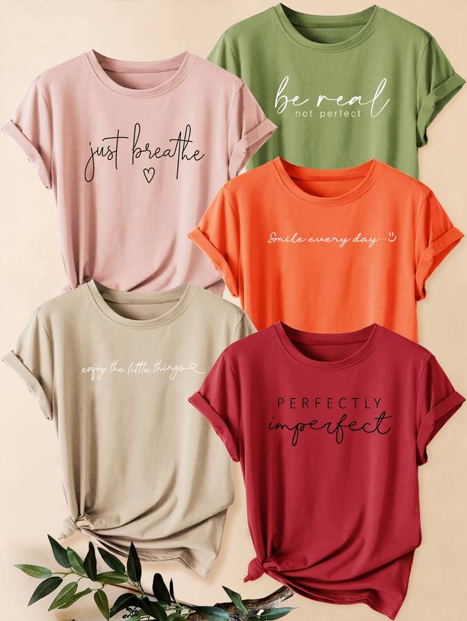 Womens T Shirt Color Army Green Orange Red White Black Sizes