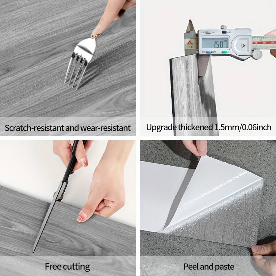 Self Adhesive Floor Stickers Pine Wood Grain 100Pcs 15Cm*40Cm
