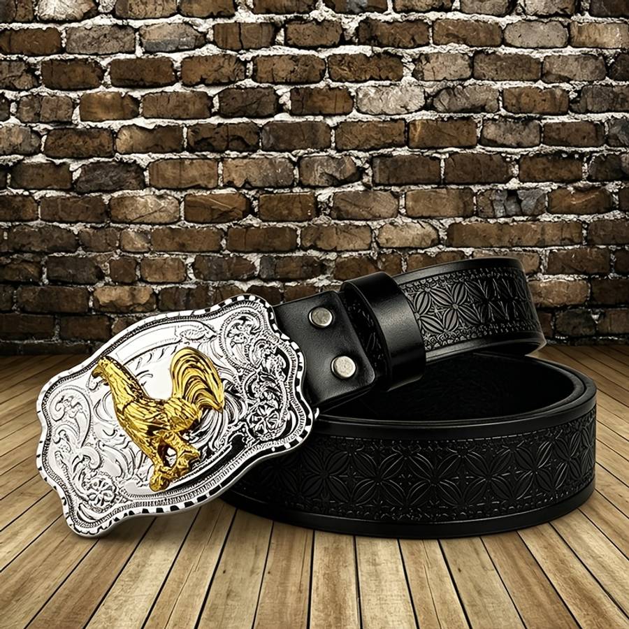 Belt Color Rooster Buckle  Houndstooth Size 105 108Cm 41.34 42.52In