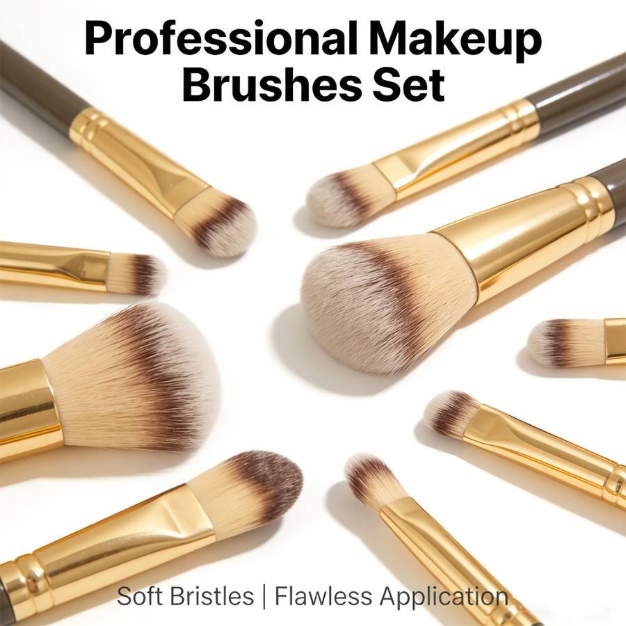 Makeup Brush Set Color Golden Quantity18Pcs