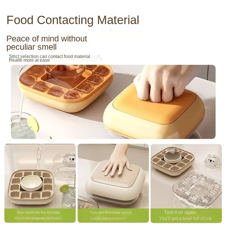 Ice Molds Color Tender Green Style2In1 Bear Ice Tray Press Bottom 12 Compartments  1 Ball