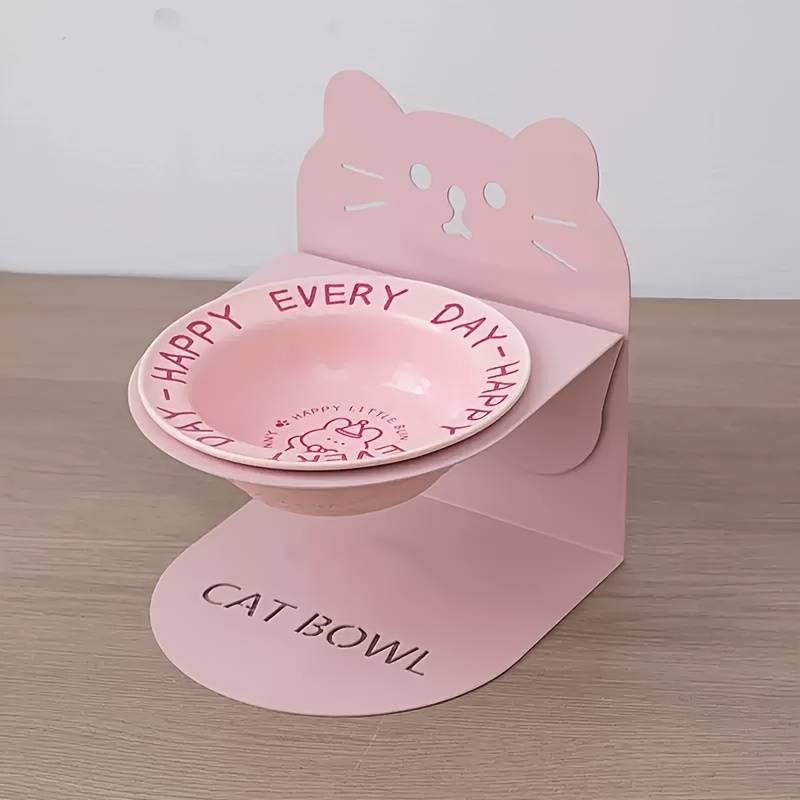 Pet Supplies Color Flying Saucer Bowl  Add   Cat Magnetic Holder  Beige