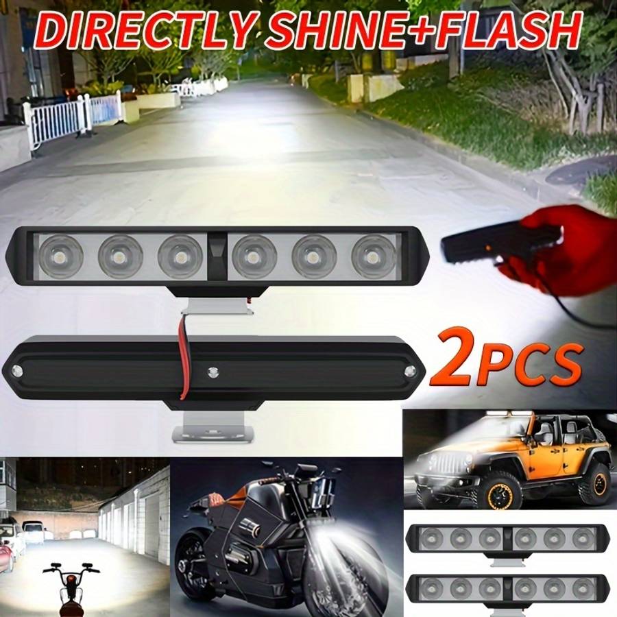 2pcs LED Car Lights White Color Motorcycle Off-road Vehicle Direct Shine + Flash 1