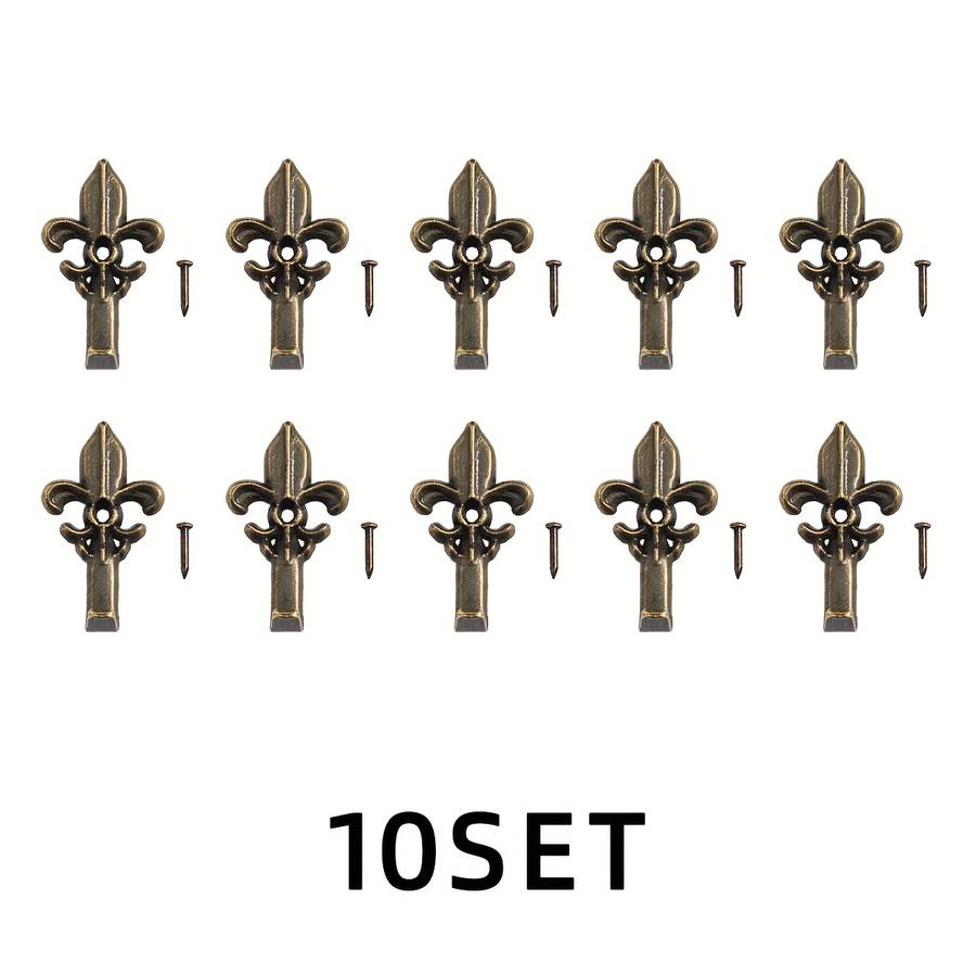 Contemporary Metal Fleur De Lis Wall Hooks Easy Install Zinc color 10pcs