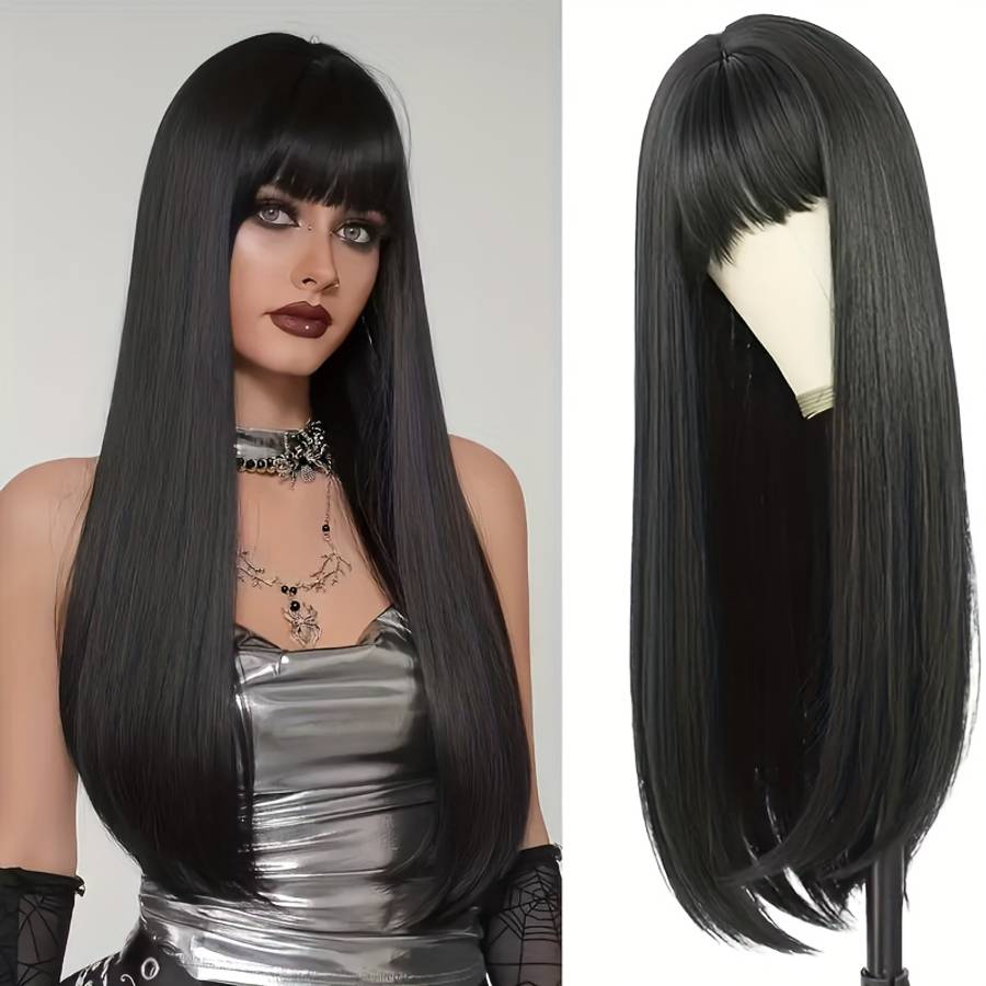 Black Womens Wigs Hair Length 60.96Cm