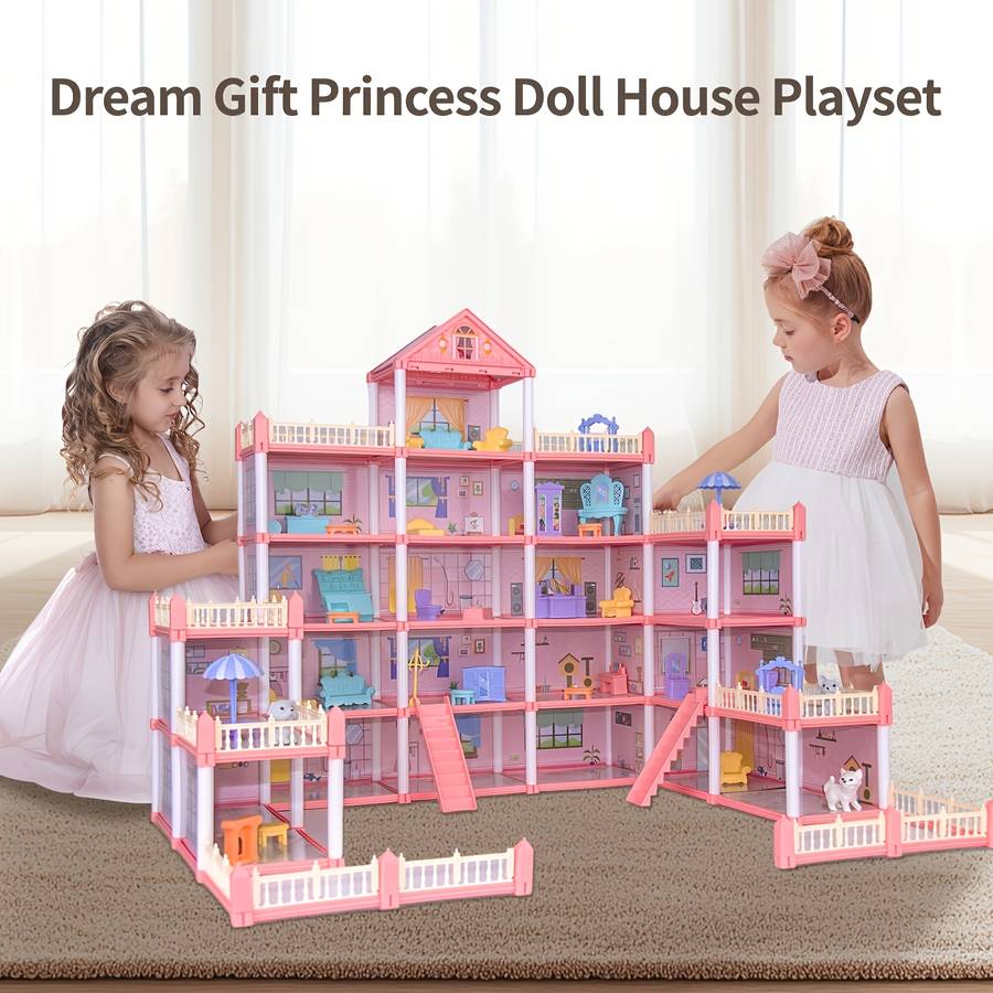 Building Toy Architectural Model Toy Set Color Large Pink Assembled Castle