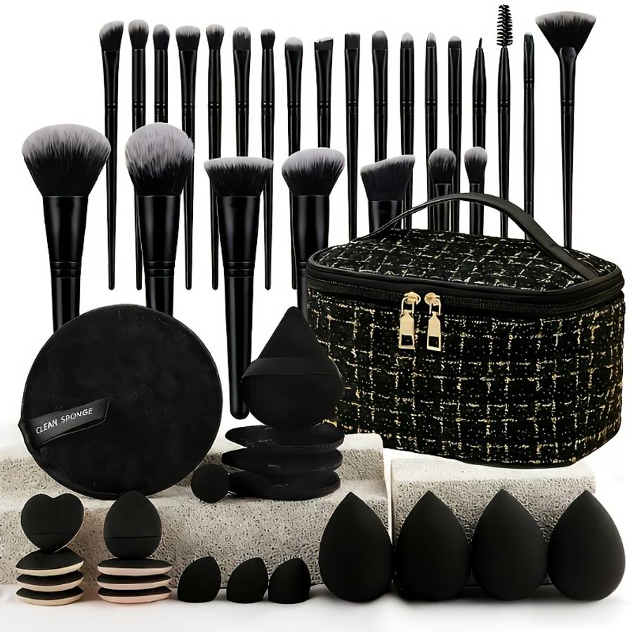 Makeup Brush Set Color Black Quantity16Pcs