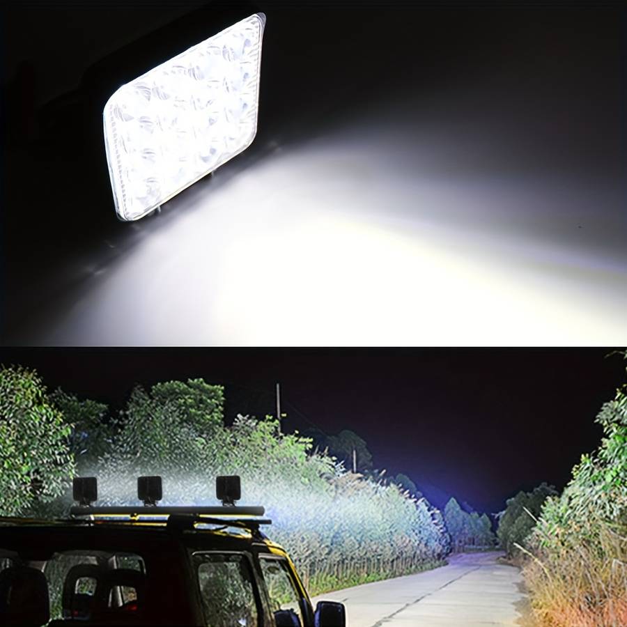 2pcs 16 LED Work Light Bar for Off-Road SUV Tractor & 4WD Truck 8.38cm High-Intens