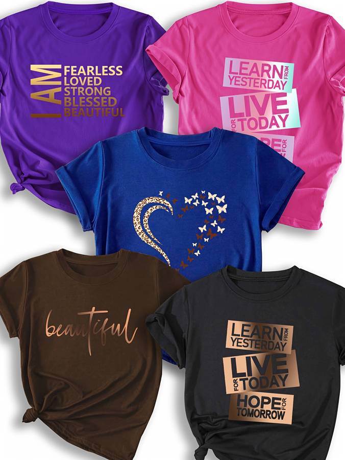Womens T Shirt Color Black   Brown   Royal Blue   Rose Red   Purple Sizes