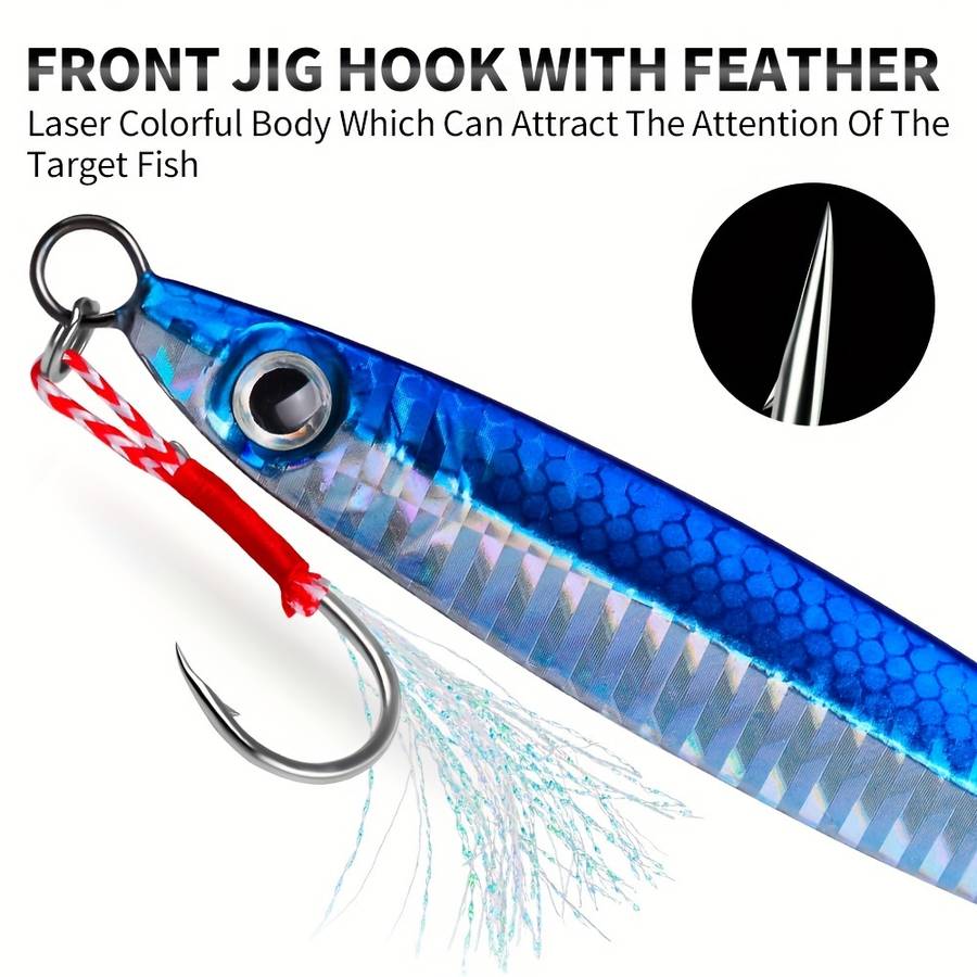 1pc 20g Proberos Saltwater Fishing Jigs Set with Assist Hooks Vertical Speed Jigging Lures for Bas