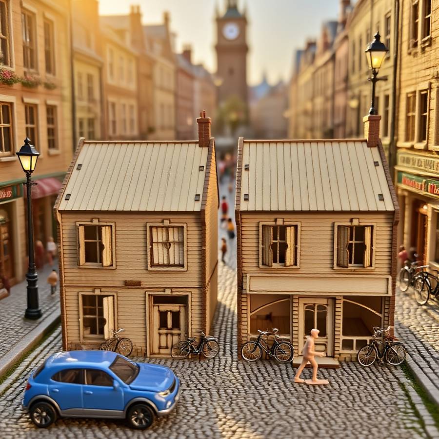 3D Model Desktop Ornament Model European Shop Modular Wooden House A