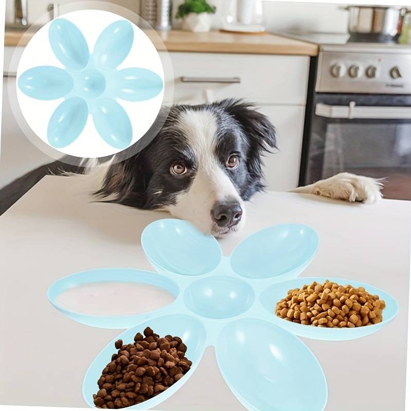 Pet Supplies Color 1 Sky Blue Items 6 Grid Petal Bowl