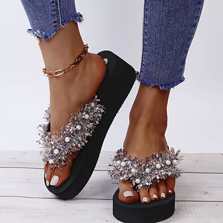 Ladies Summer Flip Flops Black Uk 5