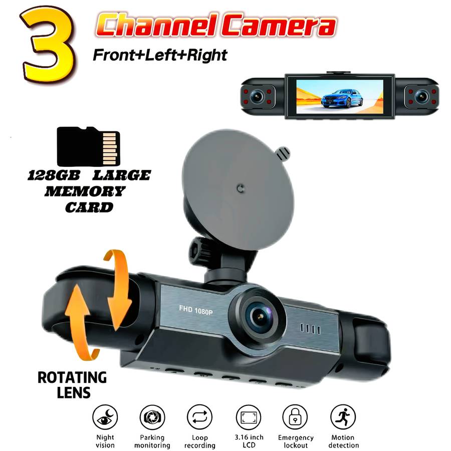 Dashcam Model 4 Cameras Front Rear Left And Right Including 32G Card
