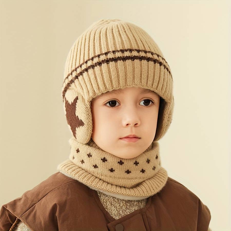 Winter Hat Color Five Star Ear Protection Set Navy Blue