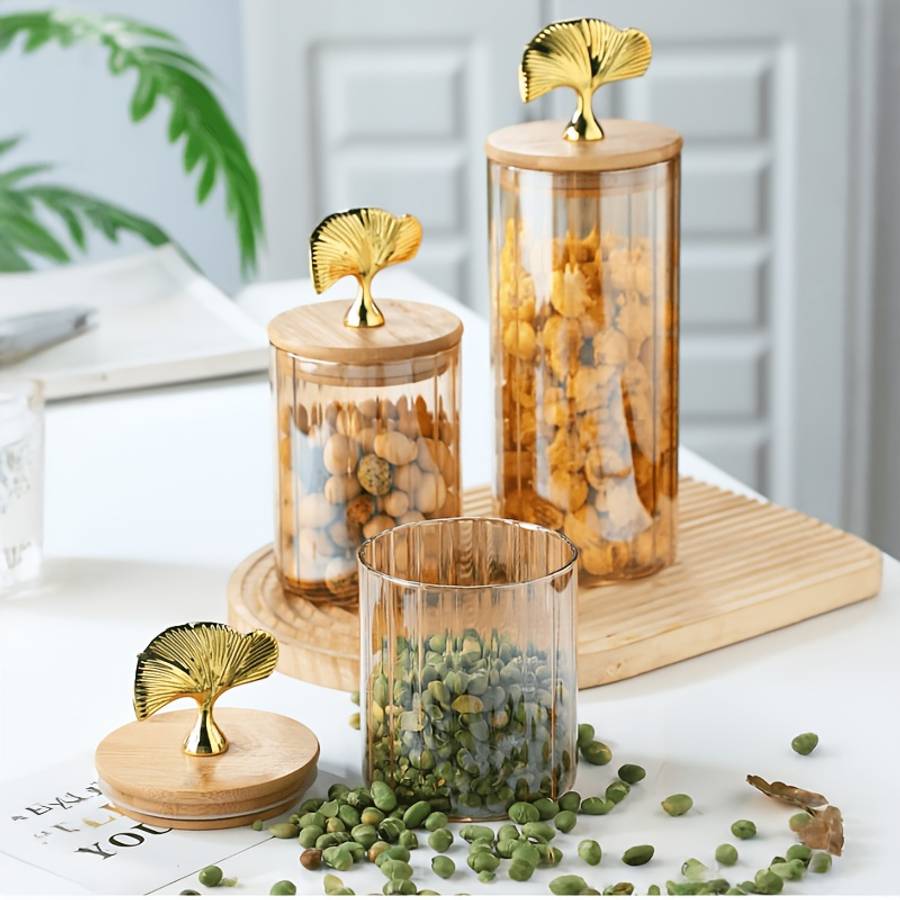 Sealed Jar Style Ginkgo Leaf Lid Medium Sealing Jar 1 Piece