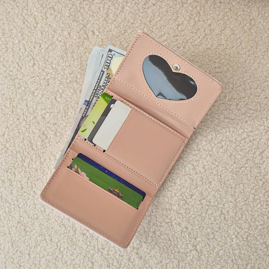 Cute Cartoon Design 3-Fold Wallet With Anti-Magnetic Features Multiple Card Slots Zipper Clos