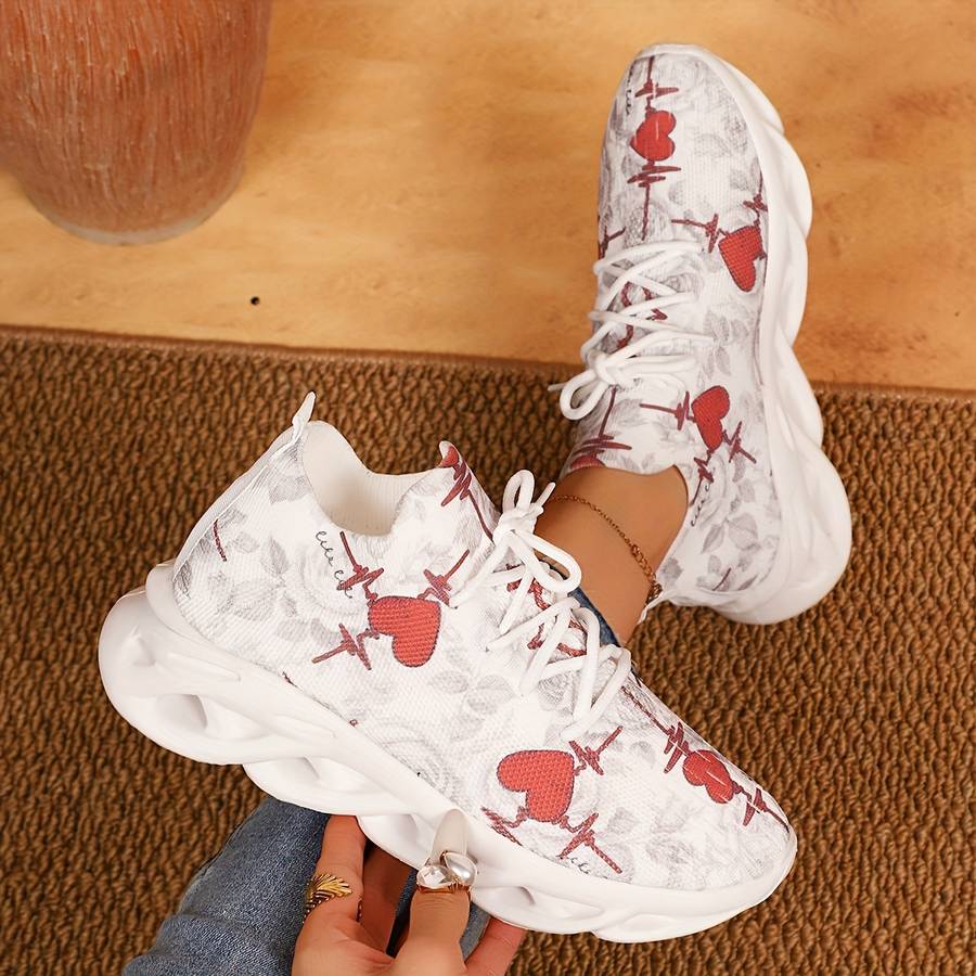 Women S Sneakers Color Red Heart Sizeuk 8