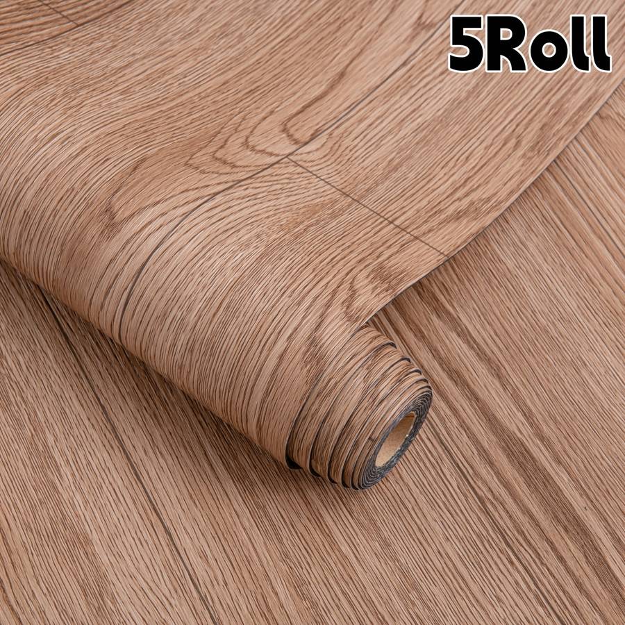 Self Adhesive Floor Stickers Warm Wood Light Brown 5Roll
