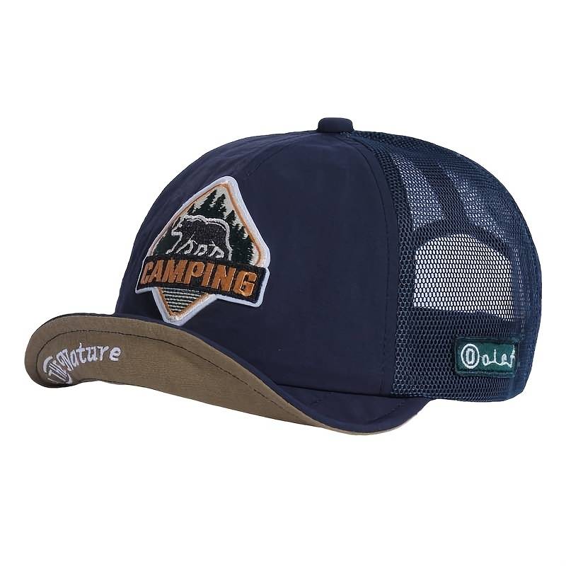 1pc Vintage American-Style Quick-Dry Baseball Cap Polyester Mesh Outdoor Camping Hat Lightweight