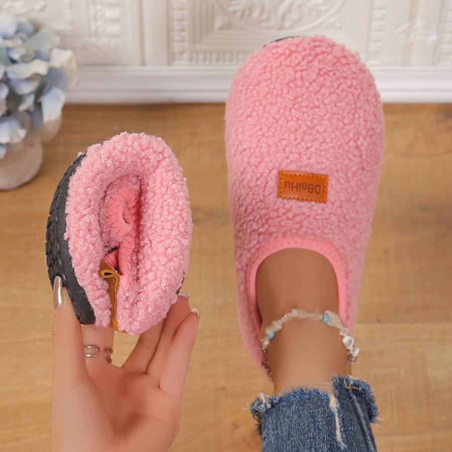 Cotton Slippers Color Round Mouth  Pink Sizeuk 4.5-5