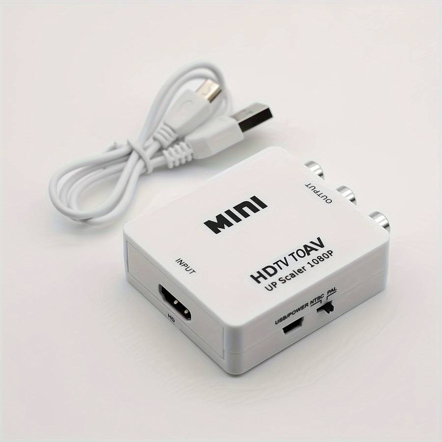 1-Pack 1080P Hdtv To Rca Adapter Plug And Play Av Converter With Usb Charging