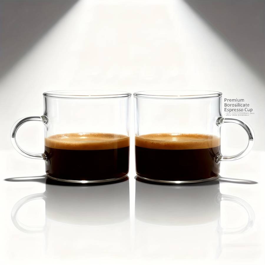 Water Cup Items 2Pcs Round Transparent Glass With Handle