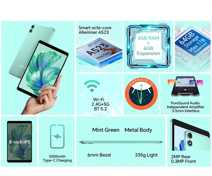Heavy Duty Teclast P85T 2024 Tablet For Entertainment Crystal Clear Screen 8