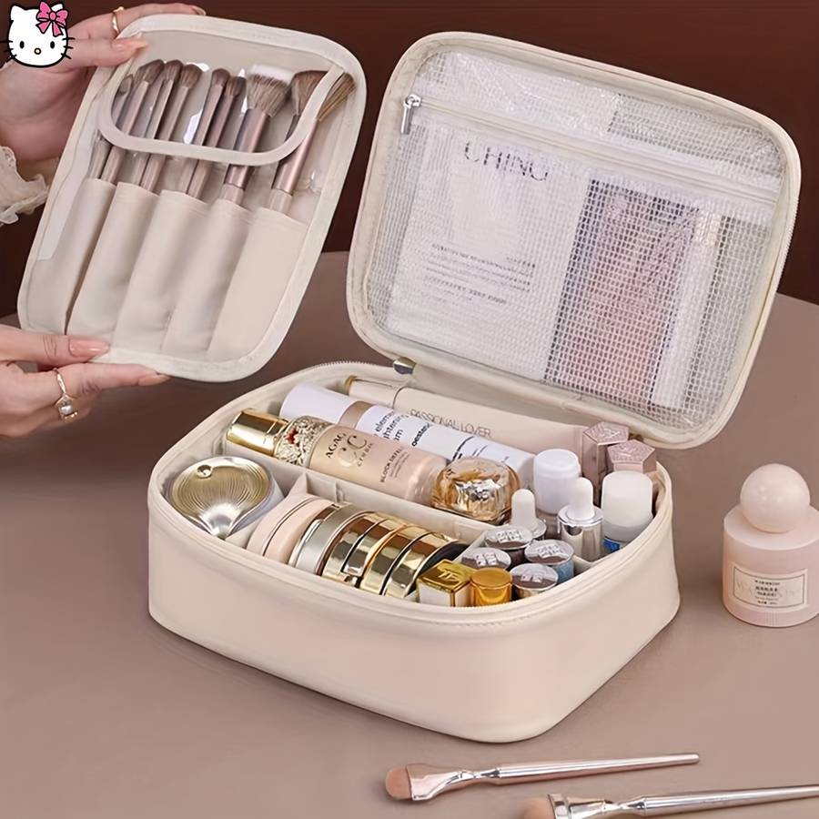 Luxury Grand Authorized Sanrio Hello Kitty Fashion Portable Large Capacity Makeu