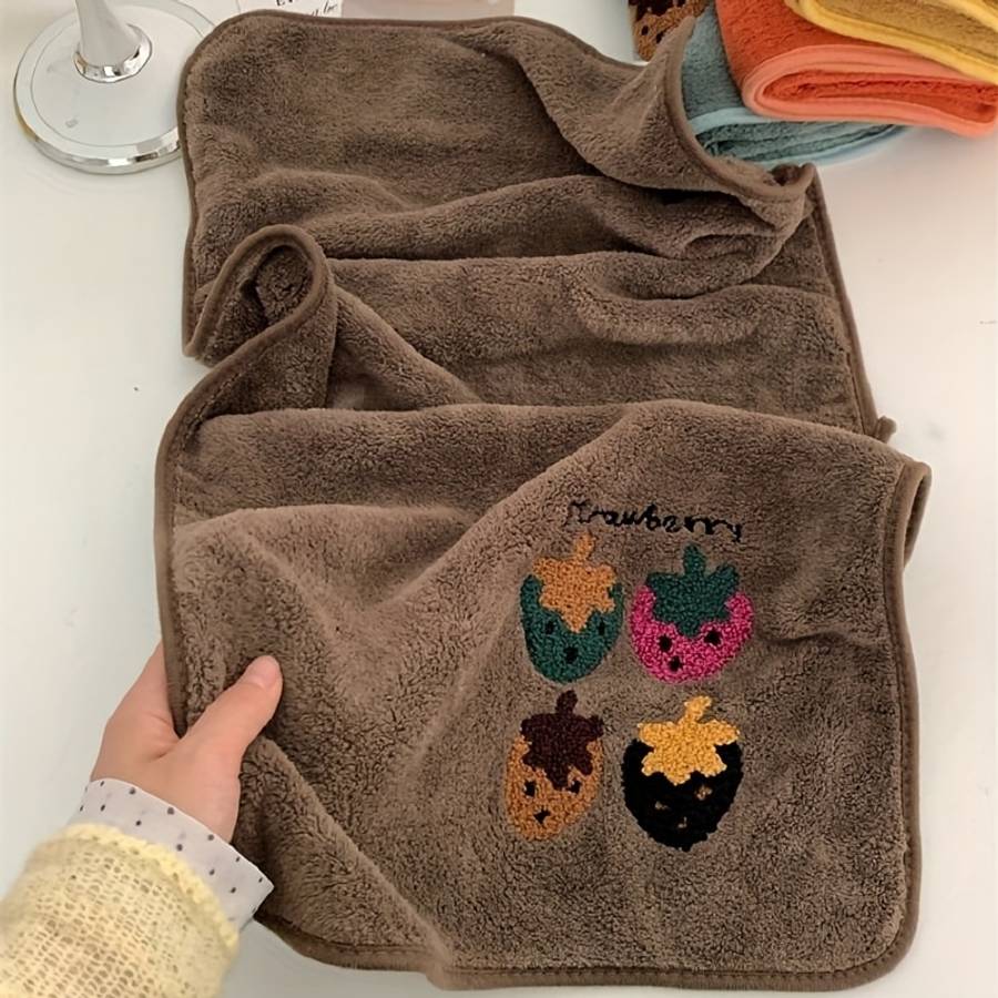 Towel Color Pack Of 5 Strawberry Embroidered Towels