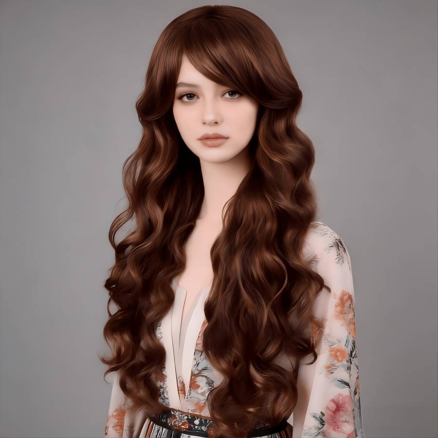 Women S Wigs Dark Brown Hair Length81.28Cm