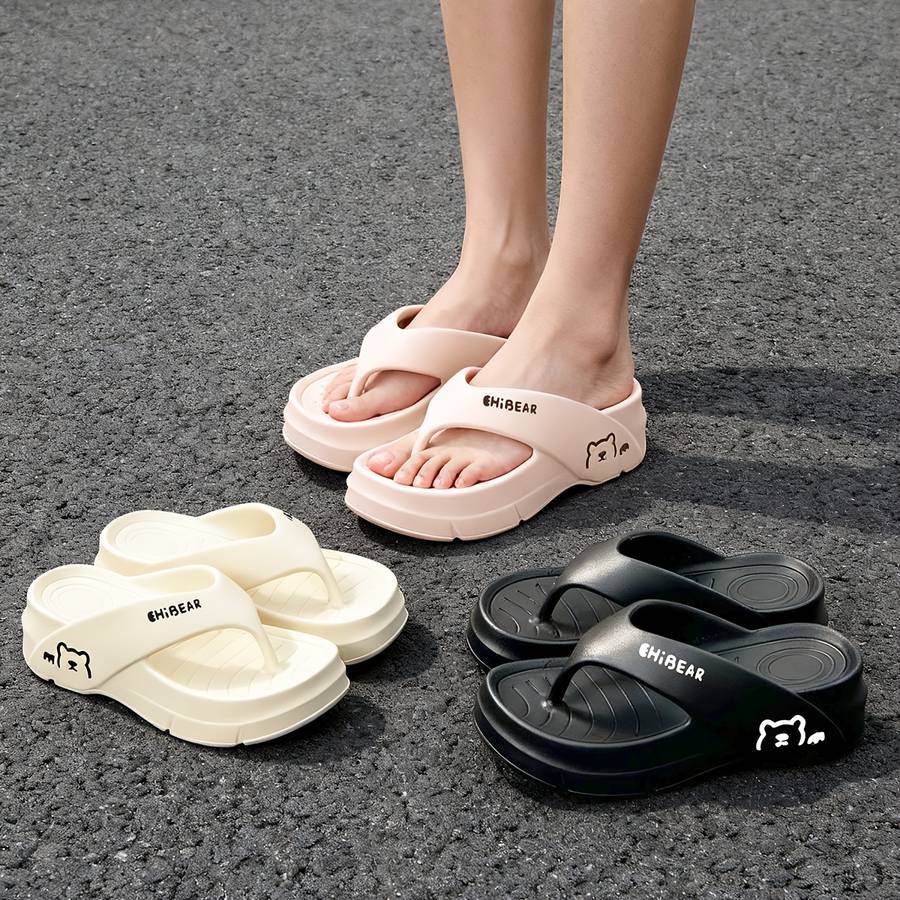 Ladies Summer Flip Flops Black Uk 4.5-5
