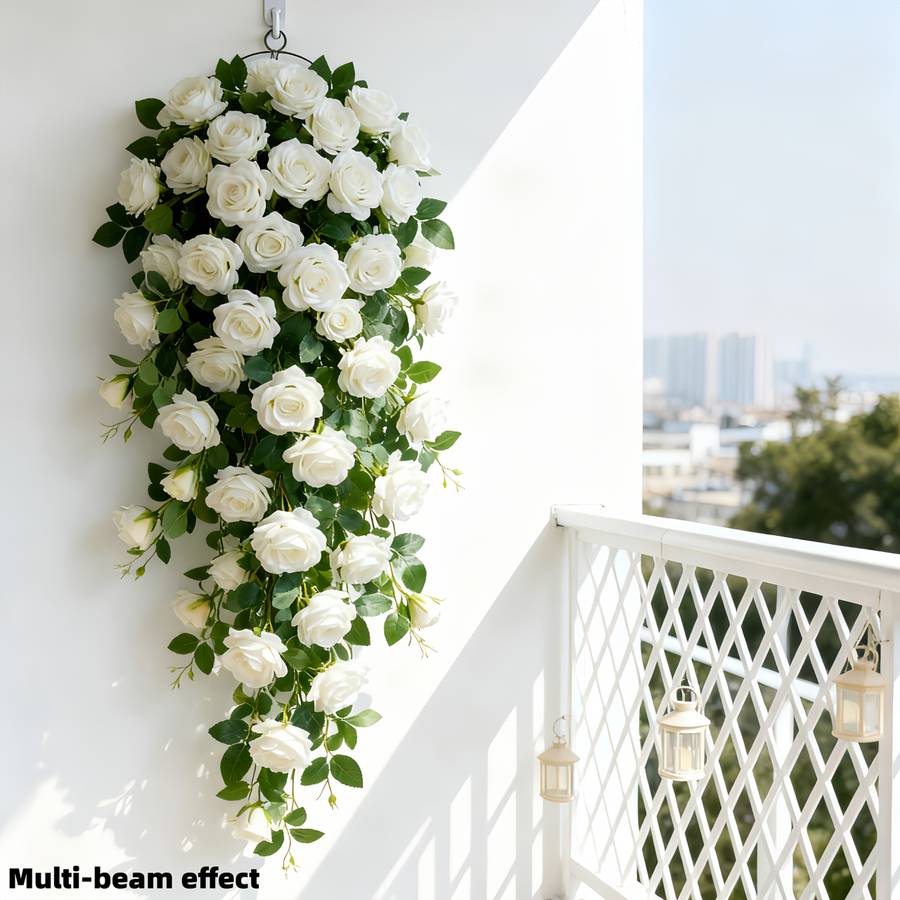 Simulated Flower Style 1Piece Set Of Highend Artificial Wallmounted White Rose Vine