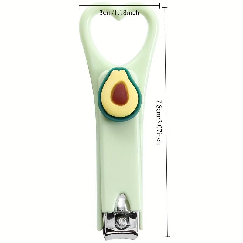 1pc Cute Avocado Heart Nail Clippers Mini Portable Design with Splash-Proof Feature Green