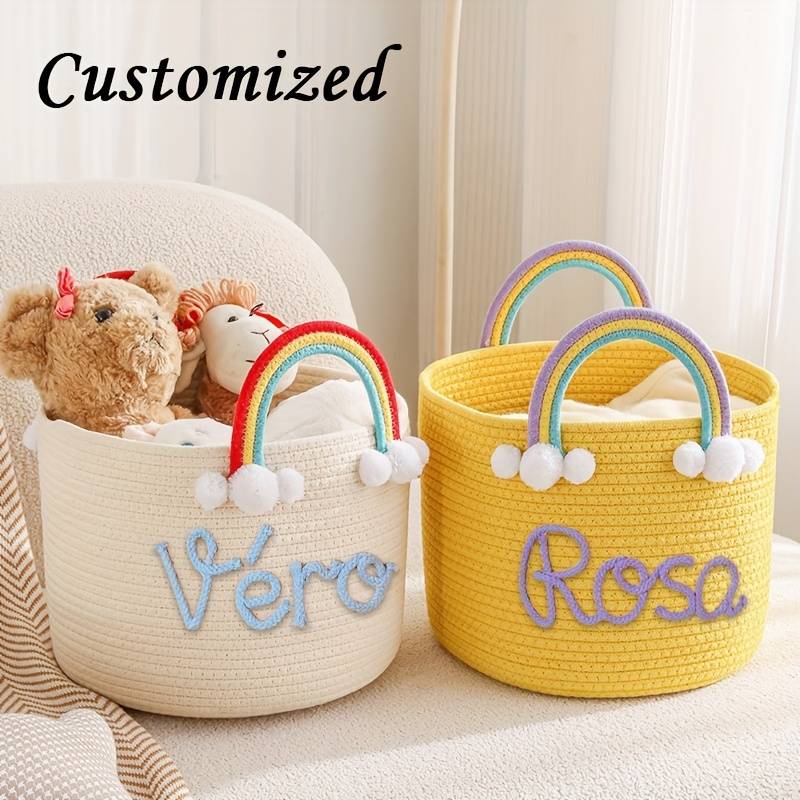 Storage And Organizationcolor White Basket Yellow Rope