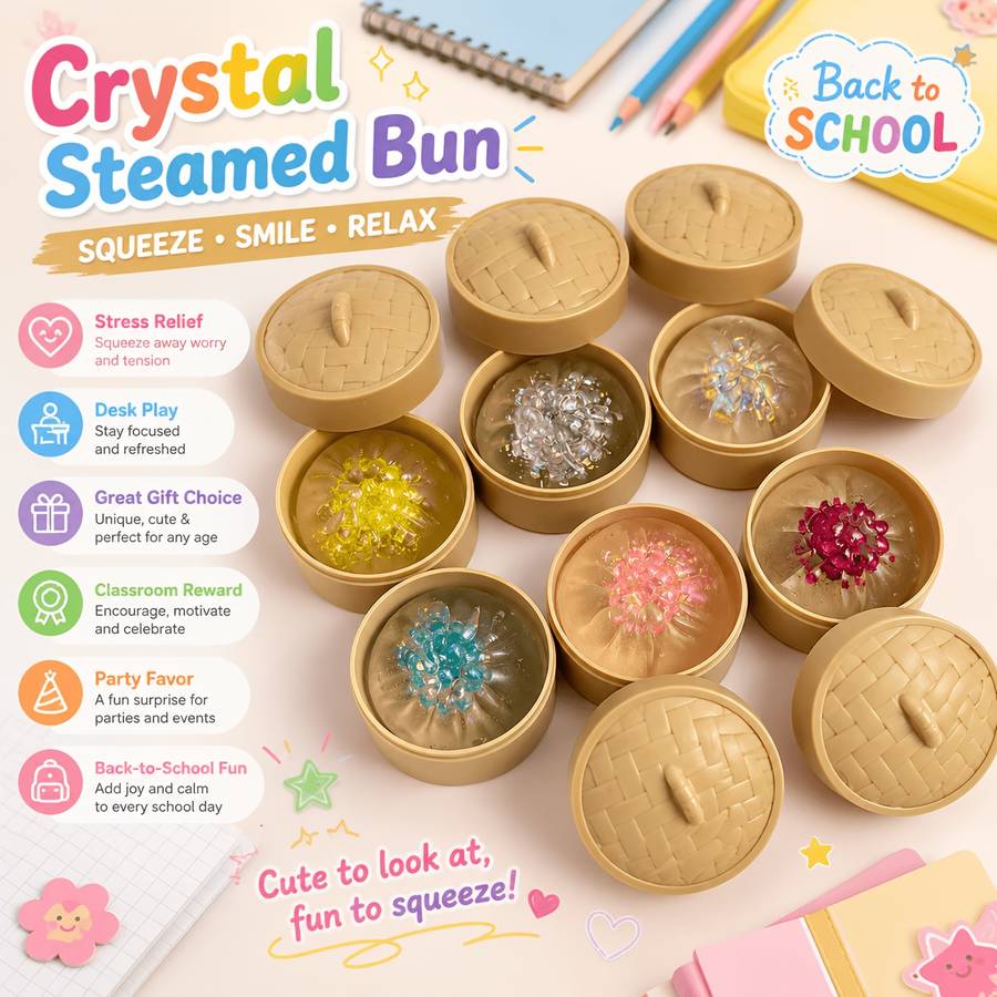 Squeezable Toys Color 3Pc Crystal Steamed Bun Lid Steamer Items 6 Colors Random Shipment