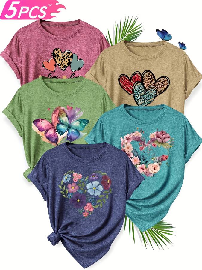 Womens T Shirt Color Peacock Blue Purple Brick Red Khaki Sizes