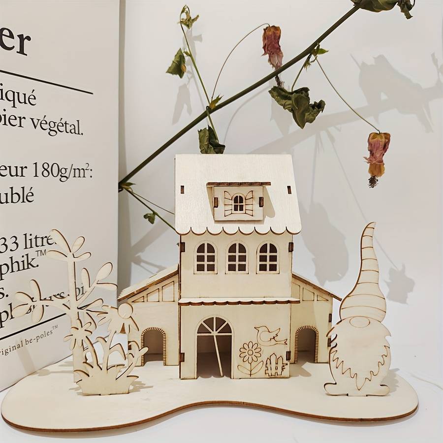 Building Toy Architectural Model Toy Set Material Wood Style Cartoon