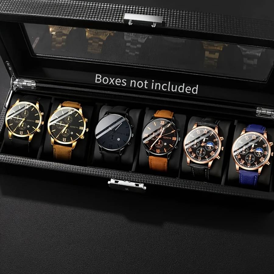 6Pcs Brand New Set Of Men Stylish Quartz Watches Featuring Simulated