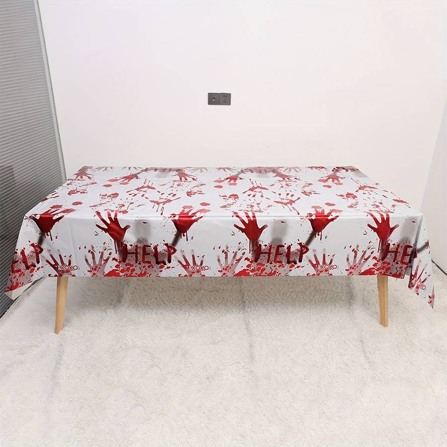 Halloween tablecloth decoration color 1pc x Blood Handprint Tablecloth 183cm