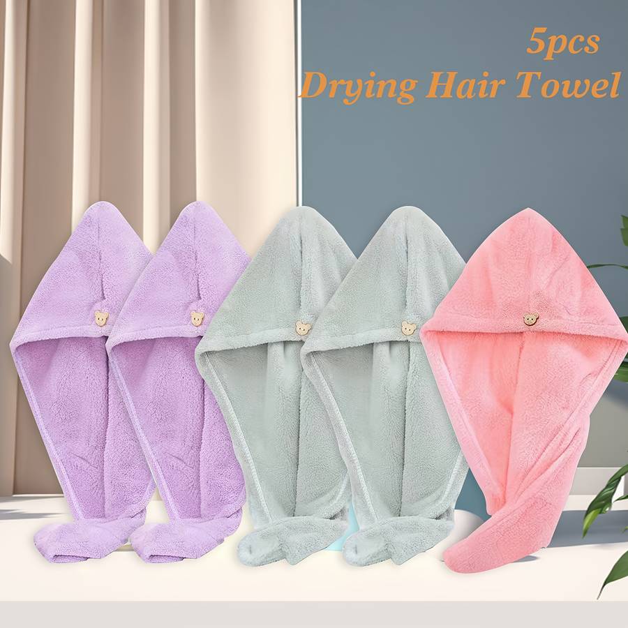 Hair Turban 5 Pack Mixed Colors