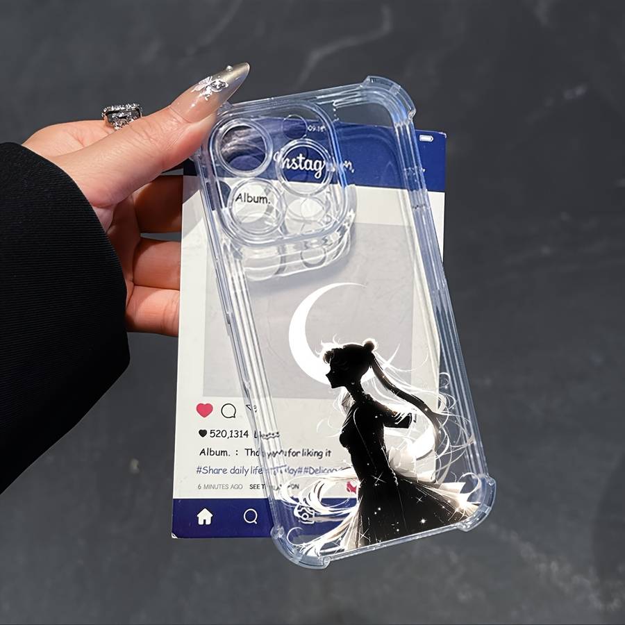 1Pc Mixed Color  For iPhone 13 Pro Moon Girl Phone Case